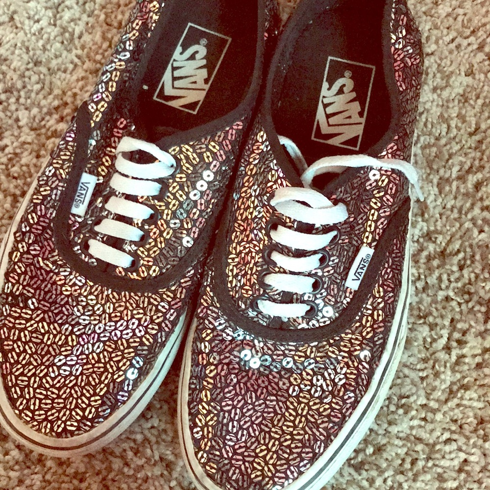 Preloved black sequins vans